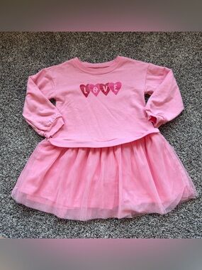 Carter's Pink 'Love' Heart Tulle Sweatshirt Dress